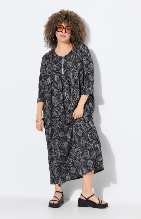 Produktbild Ulla Popken Maxi-Jerseykleid, Schlangenmuster, 3/4-Arm (60)