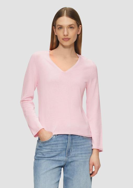 Produktbild s.Oliver Strickpullover Feinstrickpullover mit V-Ausschnitt und Rollkante am Saum (34)