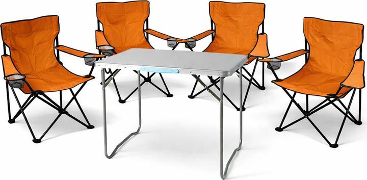 Actual product image Mojawo 5-teiliges Campingmöbel Set orange XL Tisch Campingstühle Tasche