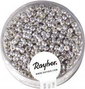 Image du produit Rayher Perles de rocaille, 2, 6 mm ø, nacre, argent, 17 g