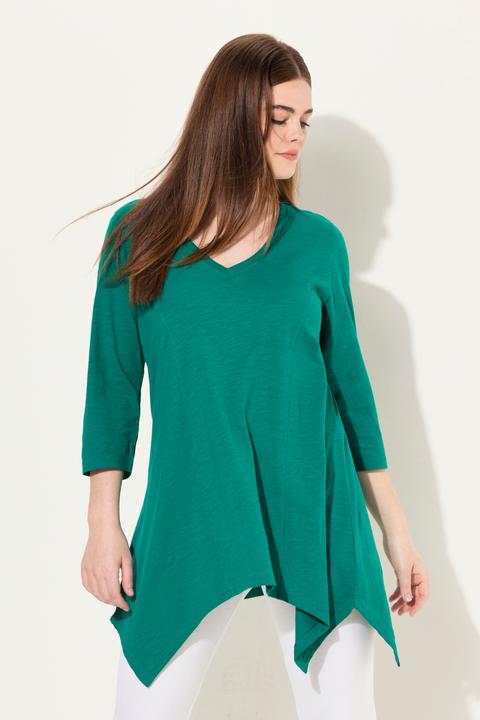 Produktbild Ulla Popken Shirt, Zipfelsaum, V-Ausschnitt, 3/4-Arm (50, 52)