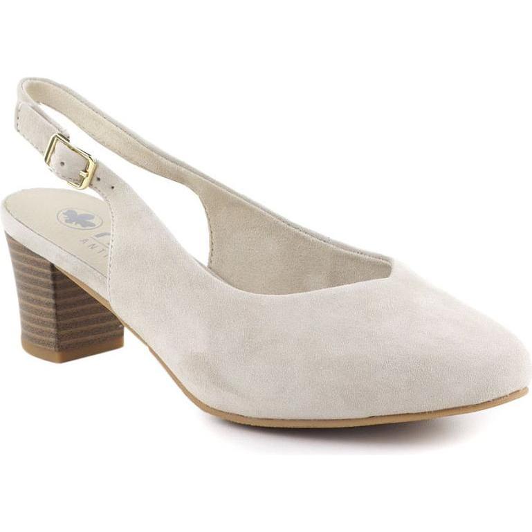 Rieker, Donne, Pumps, beigefarbene Lederpumps mit offenem Absatz, Beige, (38)