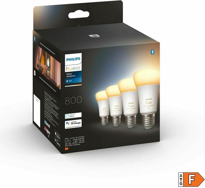 Actual product image Philips Hue White Ambiance (E27, 6 W, 570 lm, 4 x, F)