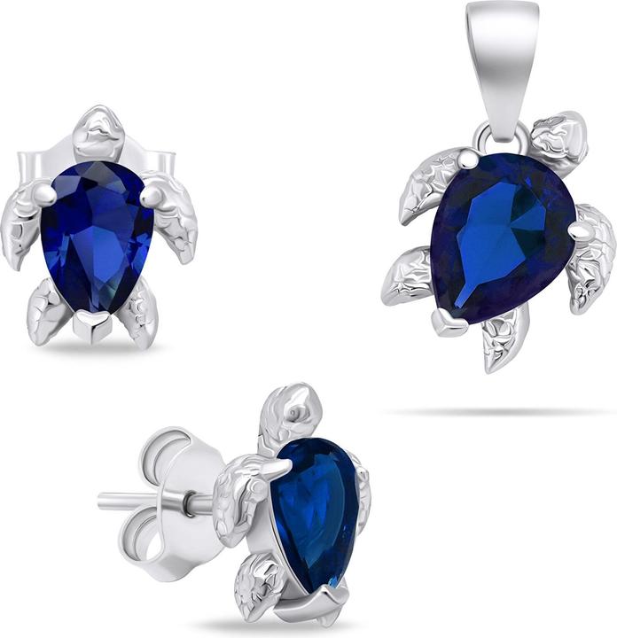 Immagine prodotto Brilio Playful silver jewelry set with zircons Turtle SET233WB (earrings, pendant)