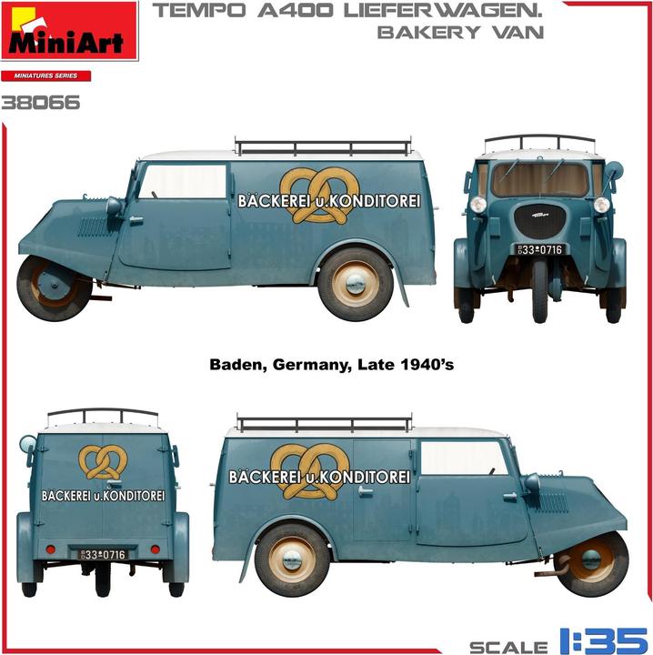 Produktbild 1:35 Tempo A400 Lieferwagen m. Backwaren