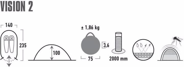 Productafbeelding High Peak Visie 2 (Tunnel tent, 1.86 kg, 2 personen)