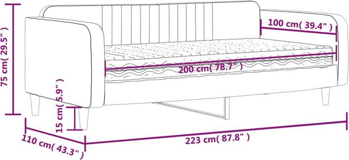 Image du produit vidaXL Tagesbett mit Matratze (100 x 200 cm)