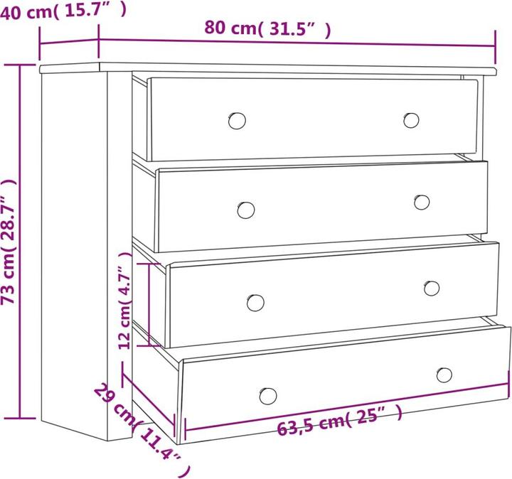 Actual product image VidaXL Bella (80 x 40 x 73 cm)