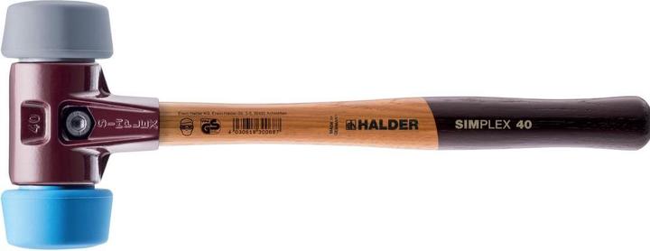 Halder SIMPLEX soft-face hamer, 50:40, TPE-soft / TPE-mid met smeedbaar gietijzeren huis en hoogwaardig