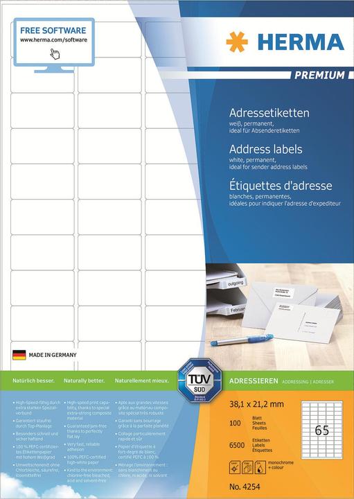 Produktbild HERMA Universal Etiketten A4