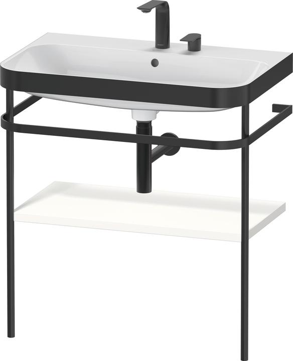 Duravit Happy D.2 Plus c-bonded Set avec console métallique, 775x490mm, 2 trous pour robinets, HP4737E3636