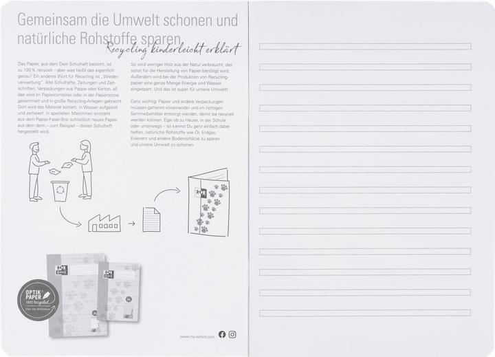 Actual product image Oxford Recycled exercise book, A5, ruling 3 (A5, Special ruling, No binding)