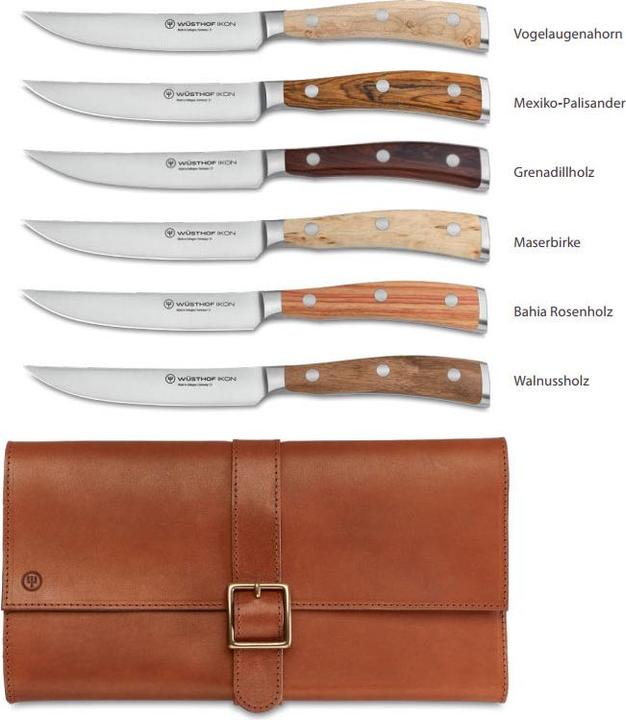 Actual product image Wüsthof Ikon Steak Knife Set with Leather Case (1 Piece, Knife)