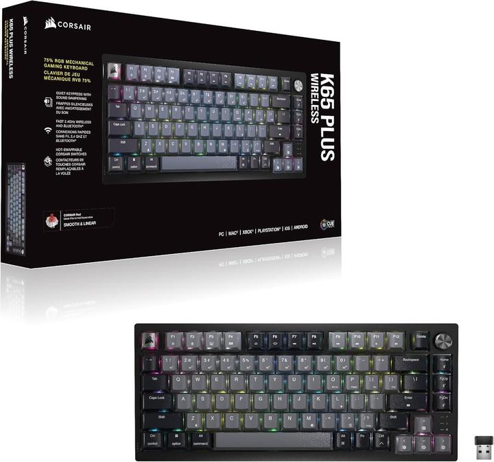 Actual product image Corsair Klaviatūra K65 Plus Belaidė mechaninė KB (Eng. Int., Wireless)