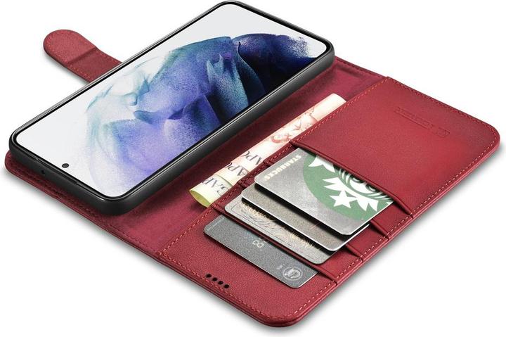 Produktbild iCarer Haitang Leather Wallet Case Leather Case for Samsung Galaxy S22 + (S22 Plus) Wallet Case Red (Samsung Galaxy S22+)