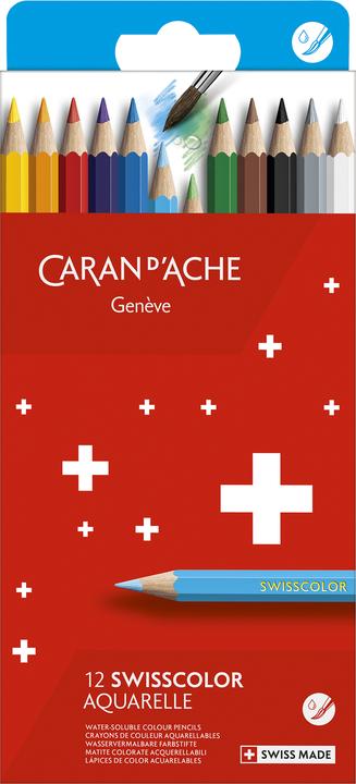 Actual product image Caran d'Ache Coloured pencils Swisscolor Aquarelle,12pcs cardboard box (Multicolor, 12 x)