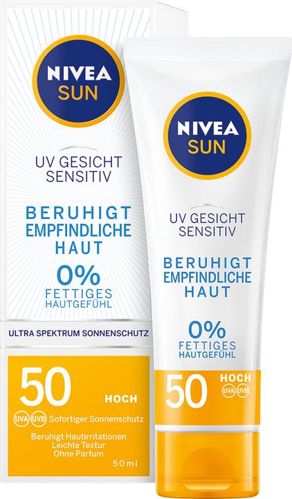 Immagine prodotto NIVEA Crema solare per il viso, lenisce le irritazioni, SPF 50+, 50 ml (Crema solare, SPF 50, 50 ml)
