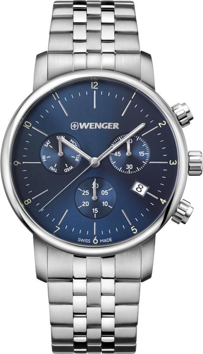 Immagine prodotto Wenger Urban Classic Chrono (Orologio da polso analogico, Cronografo, Fatto in Svizzera, 44 mm)