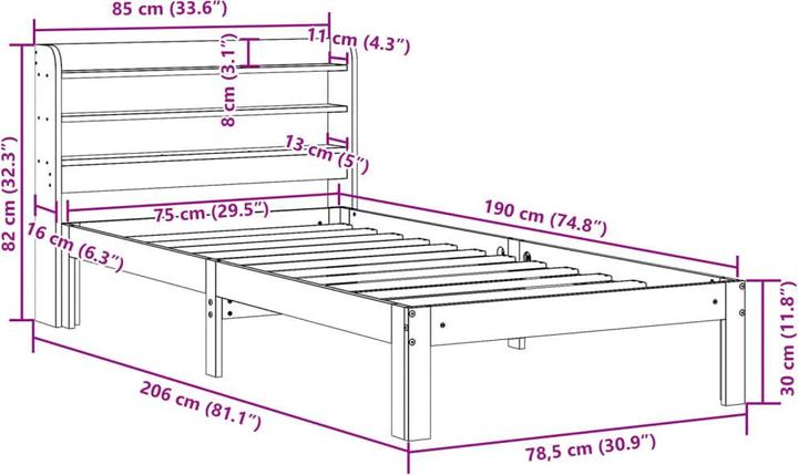 Produktbild vidaXL Bettrahmen (135 x 190 cm)