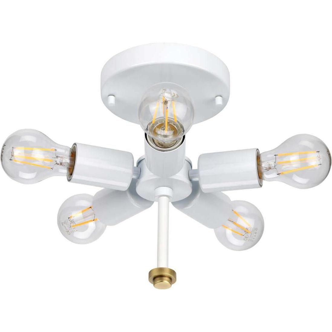 Thumbnail - Elstead Lighting, Wandleuchte + Deckenleuchte, Fletcher Deckenleuchte E27 5-fach 26cm Gealtertes Messing Elfenbein (E27)