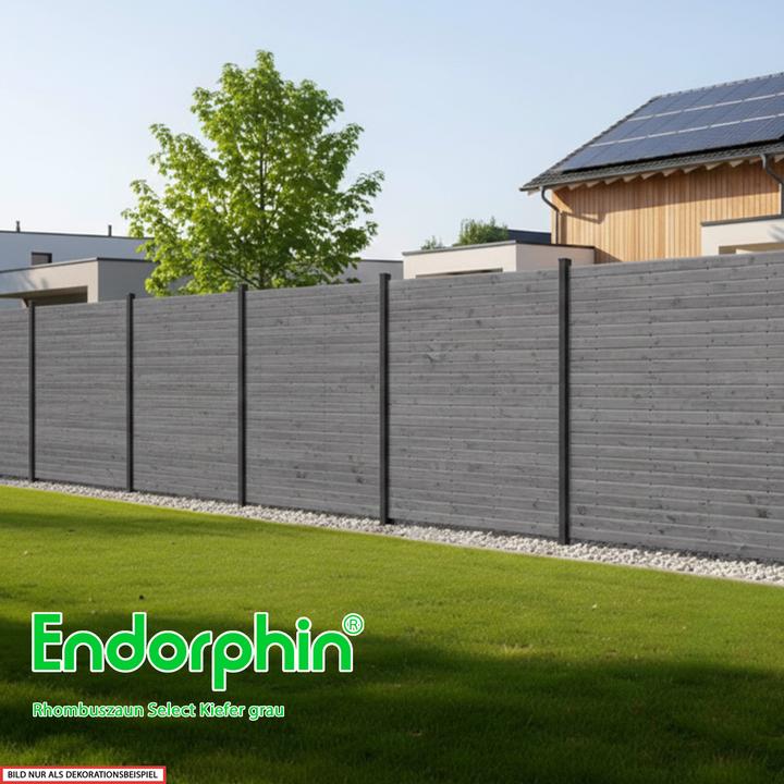 Produktbild Endorphin Rhombuszaun Kiefer grau 5 Element 180x180cm 6 anthrazit Pfosten 7x7x235cm