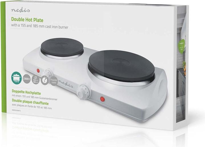 Actual product image Nedis Electric hot plate | cooking zone: 2 | 2300 W | overheating protection | white