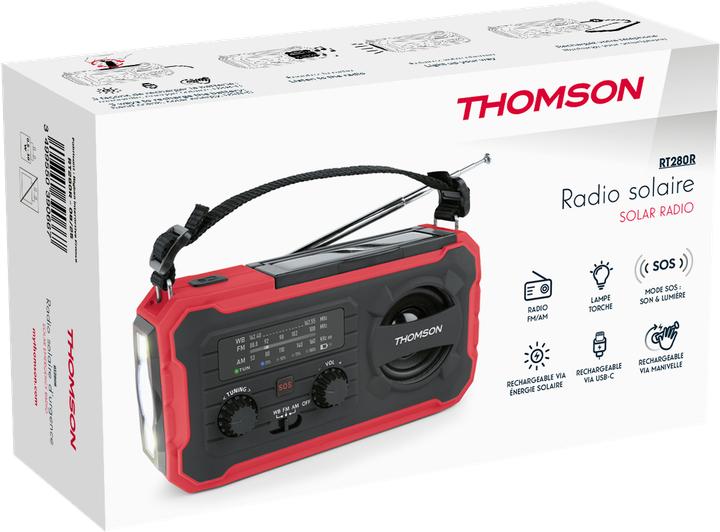 Actual product image Thomson Emergency Hand Crank Radio w/ Solar - Red (MW)