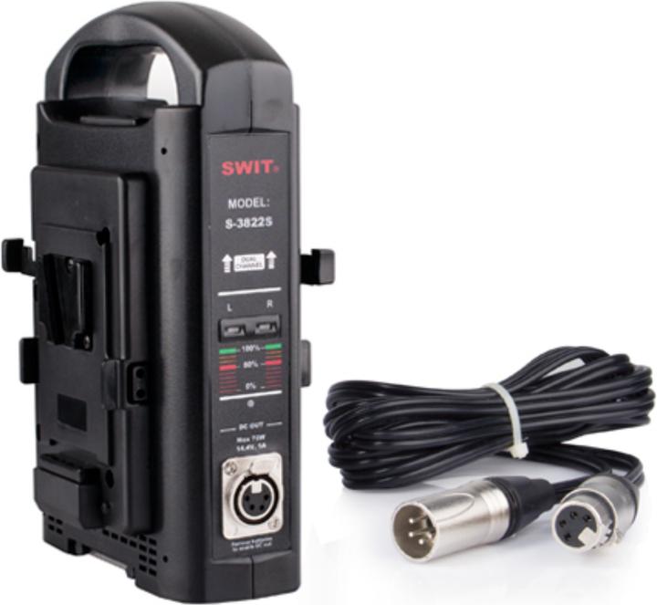 Actual product image Swit S-3822S | 2chx3A Fast Simultaneous Charger, adaptor out, V-mount (Camera battery charger)