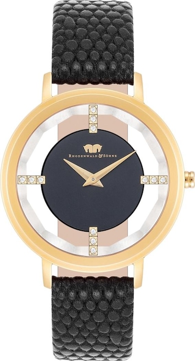 Produktbild Damen Quarzuhr Lucrezia Echtleder Schwarz - 33692 (Analoguhr, 36 mm)