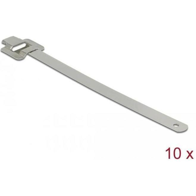 Delock, Kabelbinder, Kabelbinder Edelstahl wiederverwendbar mit Faltverschluss L 400 x B 10 mm 10 Stück (Kunststoffkabel...