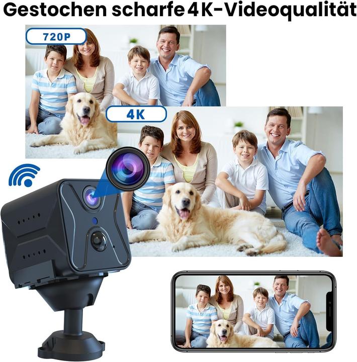 Produktbild Javiscam Mini-Überwachungskamera mit Nachtsicht und Bewegungsmelder (3840 x 2160 Pixels)