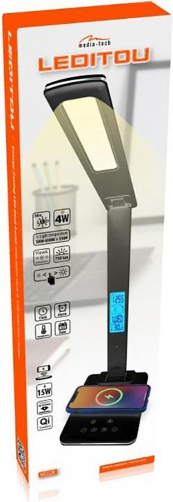Actual product image Media-Tech LEDITOU - Energiją taupanti LED stalinė lempa su QI belaidžiu įkrovikliu. Apšviestas (750 lm)