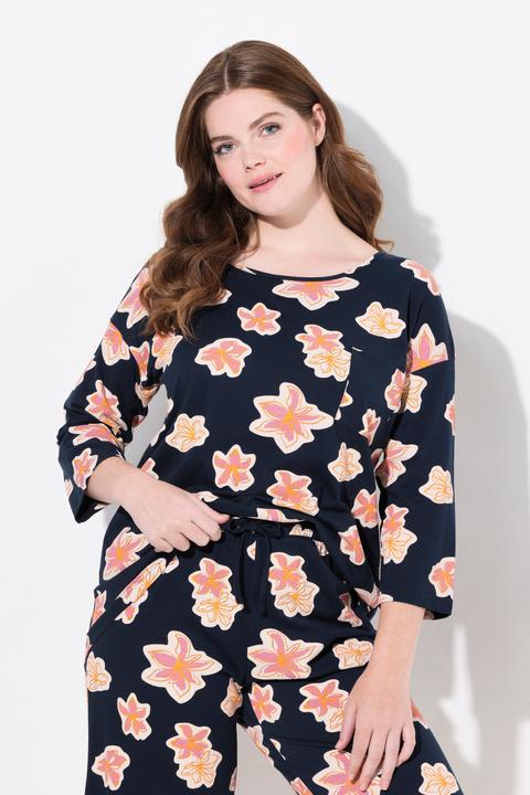 Immagine prodotto Ulla Popken Maglia pigiama, oversize, girocollo, manica 3/4, cotone biologico (46, 48)
