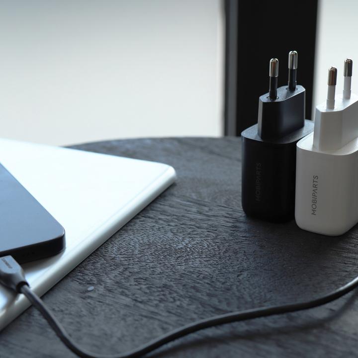 Actual product image Mobiparts Wall Charger Dual USB-C/USB-A with USB-C to USB-C cable White (20 W)