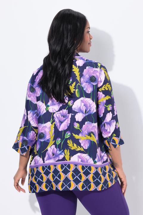 Produktbild Ulla Popken Tunika, Blüten, A-Linie, Kelchkragen, 3/4-Arm (58)