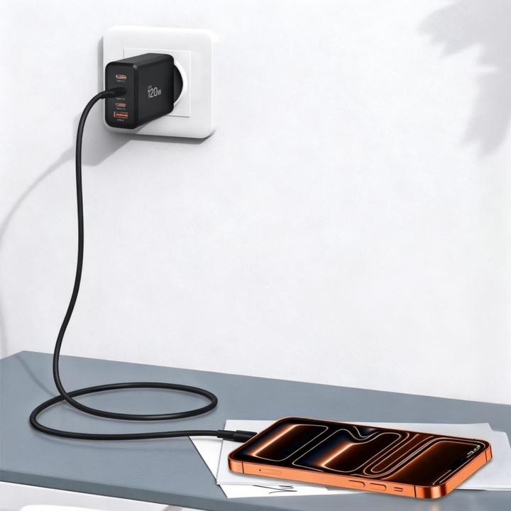 Actual product image Tech-Protect NC120W-GAN 4-PORT NETZTEIL PD 120W / QC3.0 SCHWARZ (120 W, 4 ports)