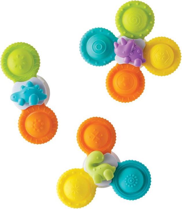 Infantino Spinner-Badespielzeug aus Silikon mit Saugnapf, ab 6 Monate, Mehrfarbig, 3er-Set