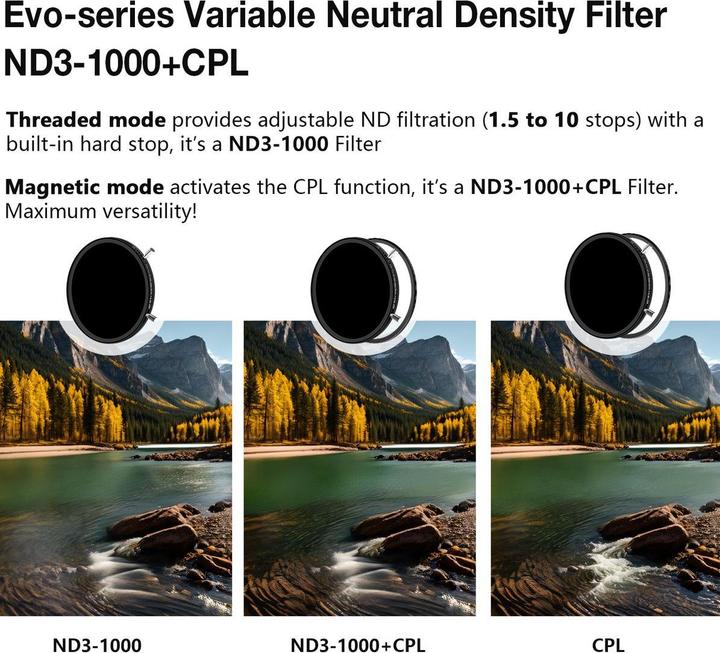 Produktbild H&Y HD EVO ND3-1000 + CPL Filter 72mm (72 mm, ND- / Graufilter, 72 mm)