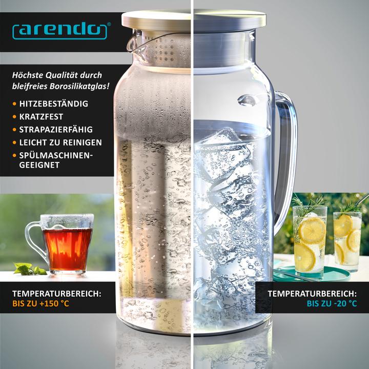 Image du produit Arendo Carafe en verre avec couvercle (1.40 l)