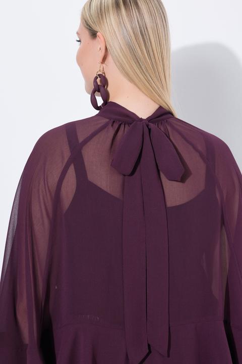 Produktbild Ulla Popken Cape-Bluse, Chiffon, Stehkragen, Schal (50, 52, 54, 56)
