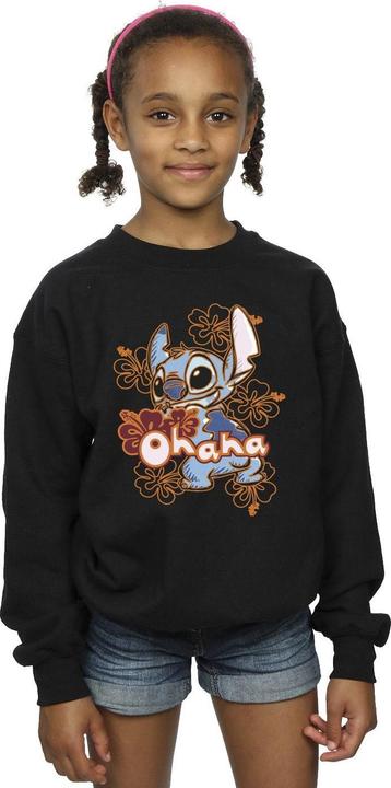 Produktbild Disney Lilo And Stitch Ohana Orange Hibiscus Sweatshirt Mädchen (128)