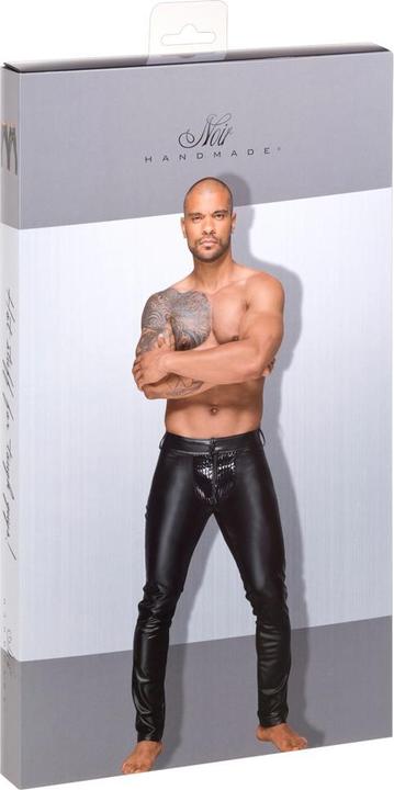 Productafbeelding Noir Handmade Wetlook broek met PVC plooien (XXL)