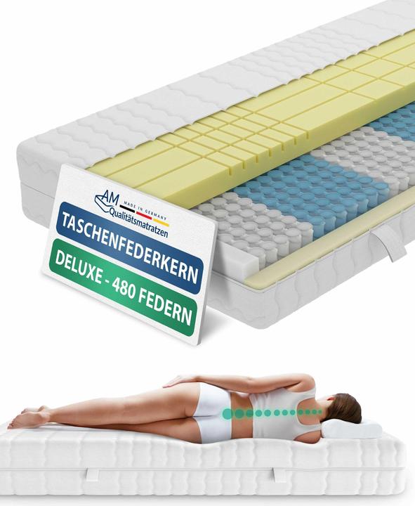 Immagine prodotto AM Qualitätsmatratzen 3D Deluxe 7-Zonen Taschenfederkernmatratze (160 x 200 cm, Nucleo della molla)