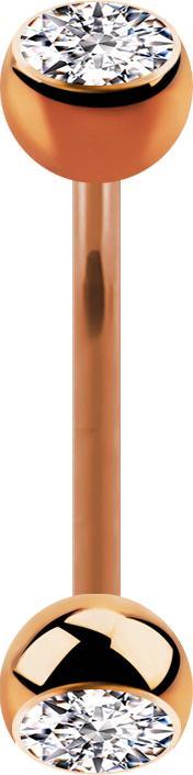 Immagine prodotto Star Piercing Micro Banana oro rosa con due sfere di cristallo argento (senza ottone, Acciaio chirurgico 316L)