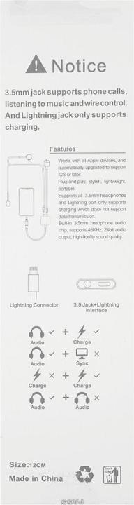 Actual product image OEM 2in1 Adapter Lightning to 3.5mm Audio incl. Call Function, white (Lightning, 3.5mm jack)