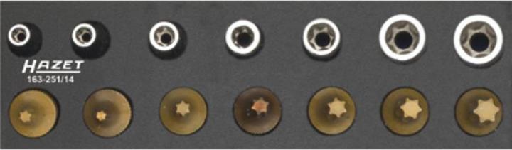 Produktbild HAZET Werkzeug Satz ∙ TORX 163-251/14 ∙ Vierkant6,3 mm (1/4 Zoll) ∙ Aussen TORX Profil, Innen TORX…