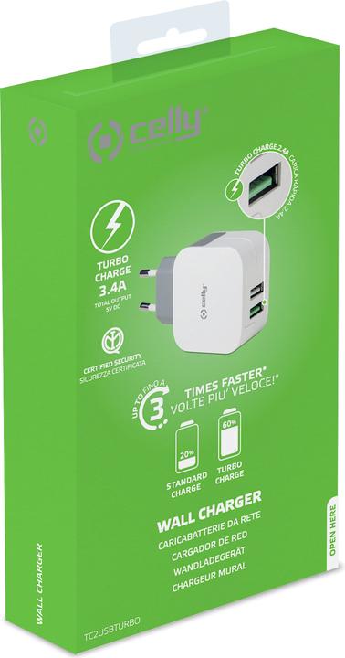 Actual product image Celly Charger 17 Watt 2xUSB white (17 W)