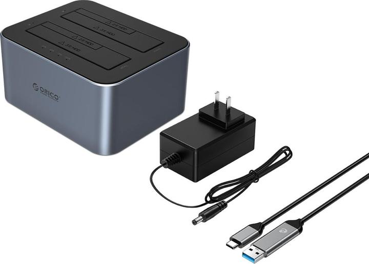 Actual product image Orico HDD / SSD Docking Station 6626C3-C-V1 2-Drive for SATA 2.5inch / 3.5inch, Grey
