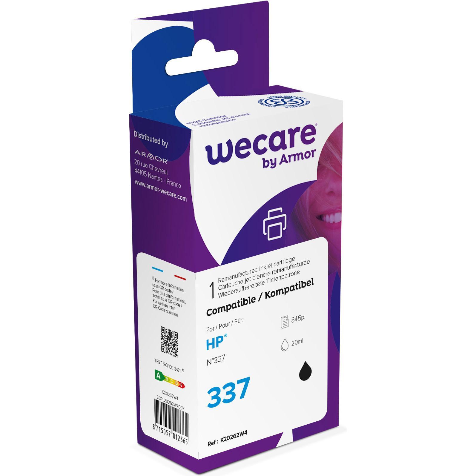 Wecare, Druckerpatrone, Tinte 337 rebuilt schwarz C9364EE zu HP PhotoSmart 8050 20ml (BK)