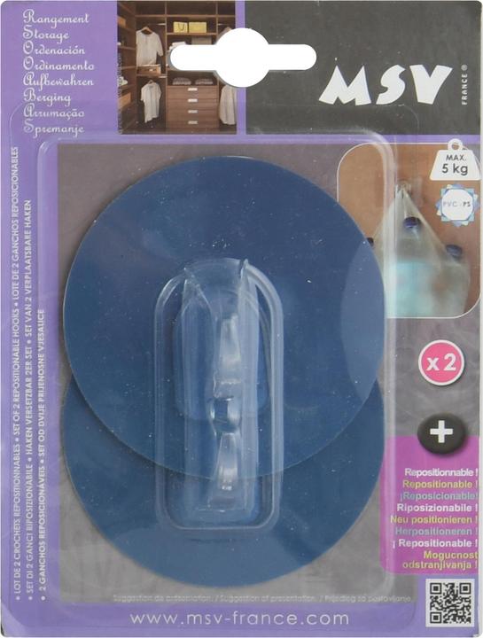 Actual product image MSV Patère Transparent Sur Fond Rond 8cm Bleu Marine